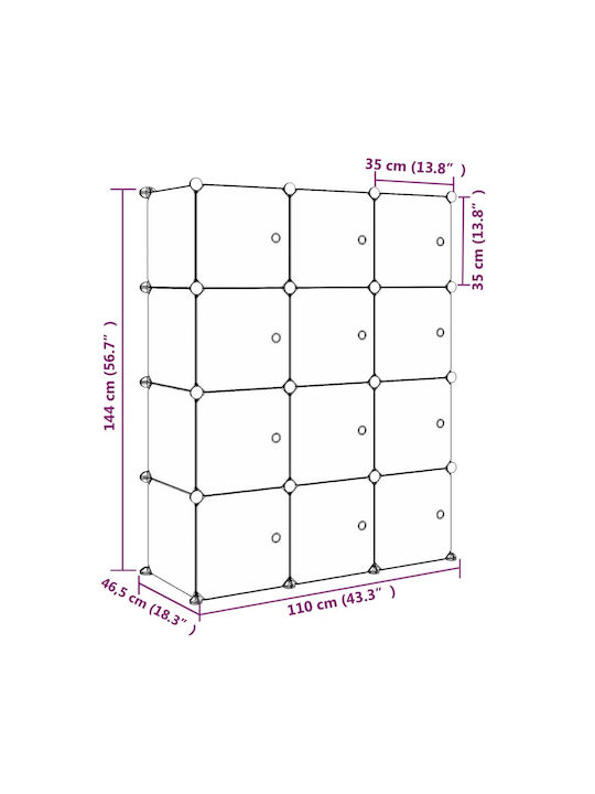 vidaXL Spielzeug Aufbewahrungssystem aus Kunststoff Rosa 110x46.5x144cm 12Stück