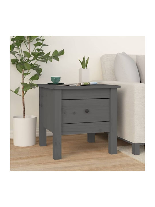 Square Solid Wood Side Table Γκρι L40xW40xH39cm