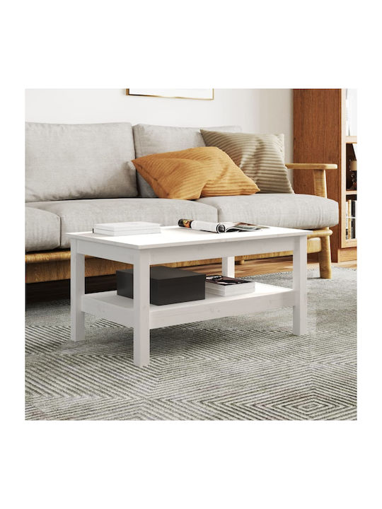 Rectangular Solid Wood Coffee Table Λευκό L80xW50xH40cm