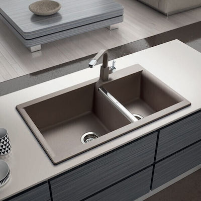 Carron Phoenix Drop-In Kitchen Granite Sink L86xW51cm White