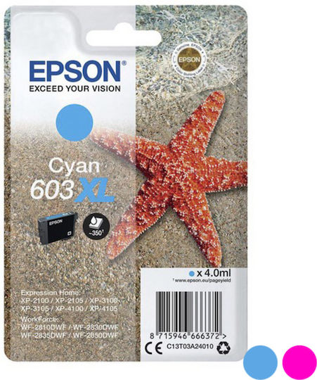 Epson 603XL Original Cerneală Imprimantă InkJet Cyan (C13T03A24010)