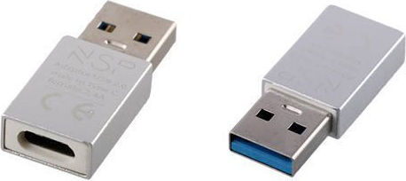 NSP USB-A male - USB-C female Silver