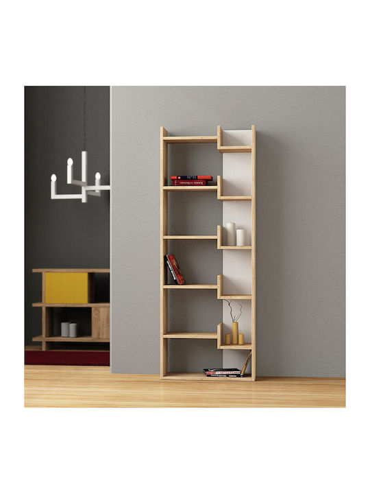 Bookcase Helmut White / Natural 60x22x162cm