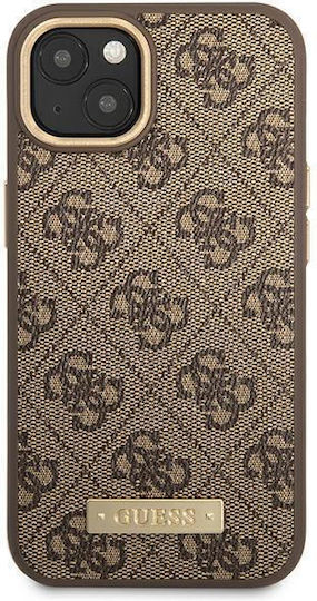 Guess Logo Plate MagSafe Umschlag Rückseite Kunststoff Braun (iPhone 14 Plus)
