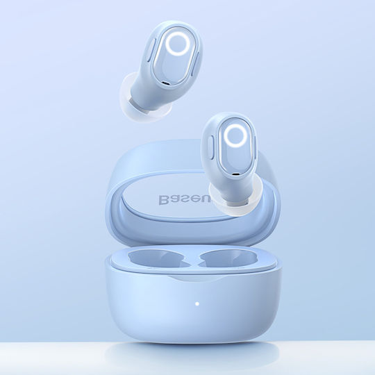 Baseus Bowie WM02 In-ear Bluetooth Handsfree Ακουστικά με Θήκη Φόρτισης Μπλε