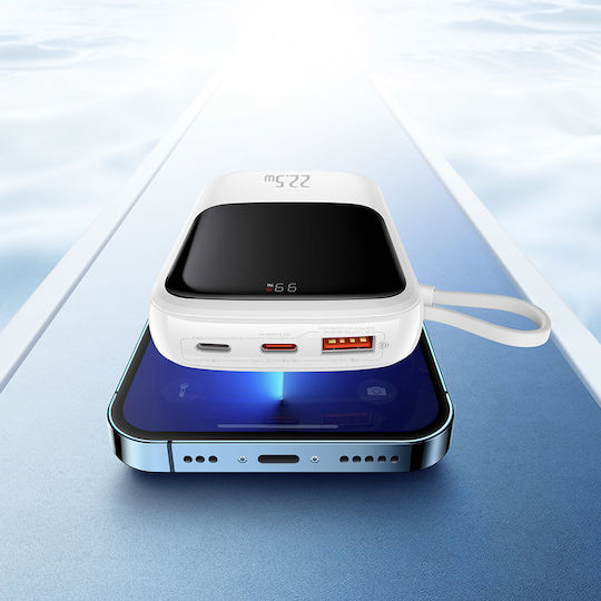 Baseus Qpow Power Bank 10000mAh 22.5W με Θύρα USB-A και Θύρα USB-C Power Delivery / Quick Charge 3.0 Λευκό