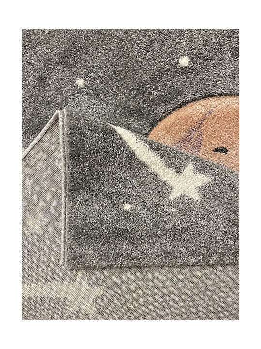 Koulis Carpets Λαγουδάκι Παιδικό Χαλί Γκρι Στρογγυλό με Διάμετρο 133cm Πάχους 13mm