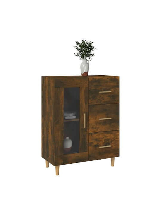 Wall Living Room Display Cabinet made of Particleboard with Glass Brown 69.5x34x90cm