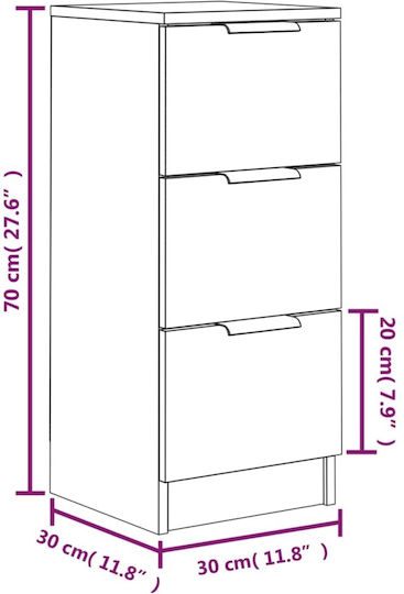Kabinett Aufbewahrung mit 2 Schubladen L30xB30xH70cm