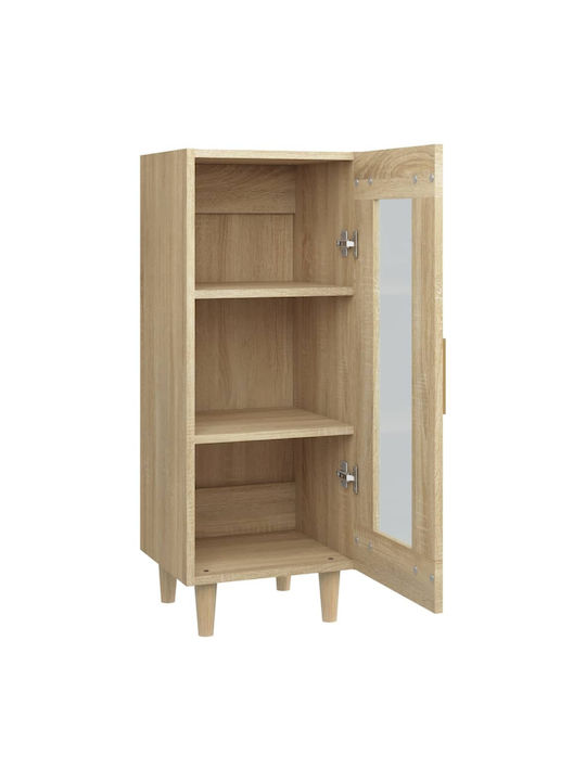 Wall Living Room Display Cabinet made of Particleboard with Glass Beige 34.5x34x90cm