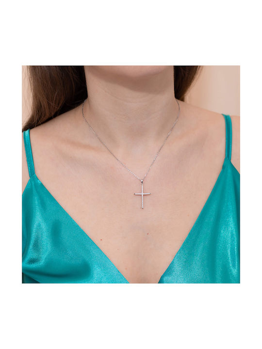 Skaras Jewels Λευκόχρυσος Σταυρός 18K