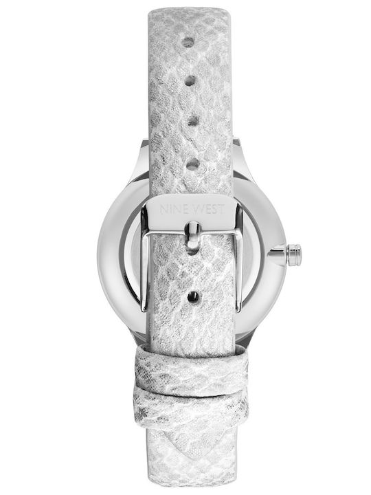 Nine West Women's Watch with Silver Leather Strap