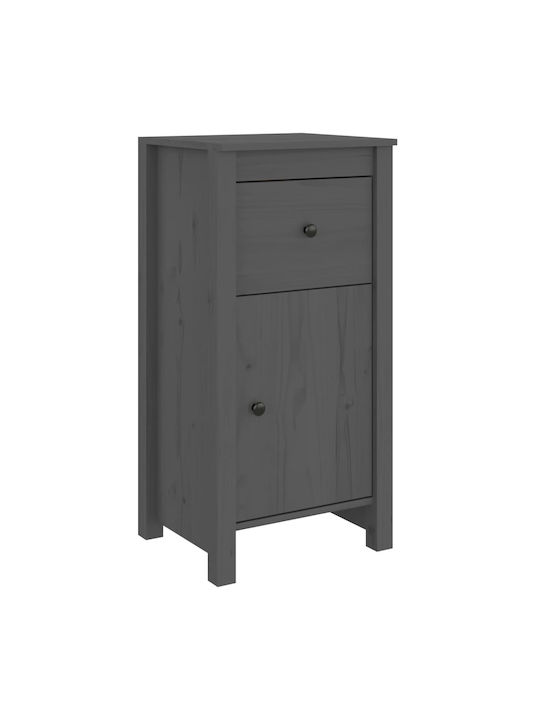 Living Room Display Cabinet Made of Solid Wood Grey 40x35x80cm