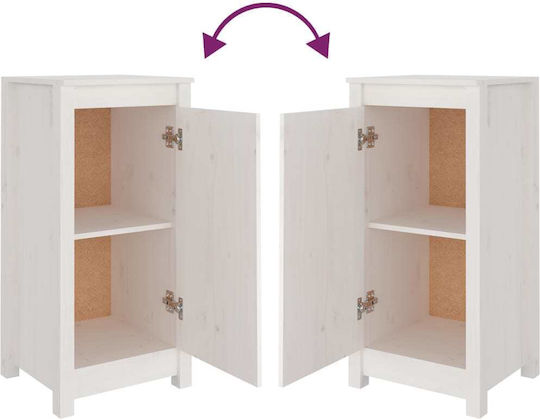 Living Room Cabinet Made of Solid Wood White 40x35x80cm