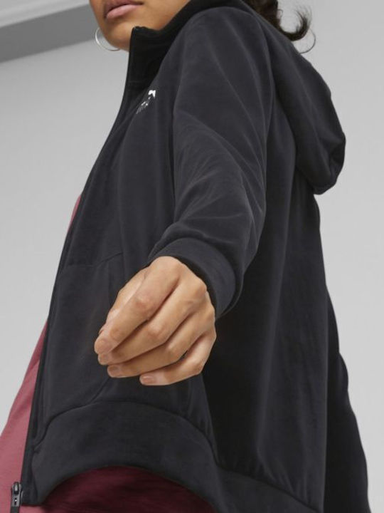 Puma Jachetă Hanorac pentru Femei Catifea Cu glugă Neagră