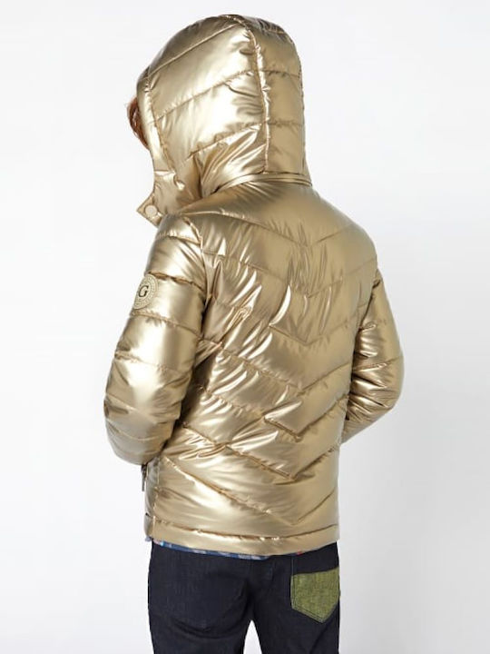 Kids' Quilted Jacket Short with Hood Gold