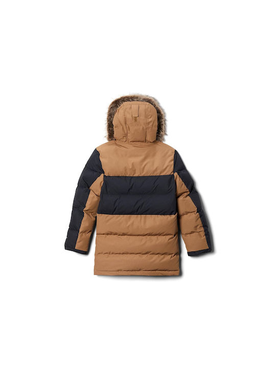 Columbia Kids Parka short Windproof with Lining & Protection Hood Brown Marquam