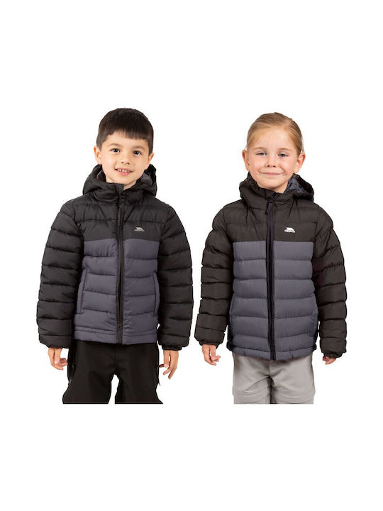 Trespass Kids Sports Jacket short Windproof Hooded Black