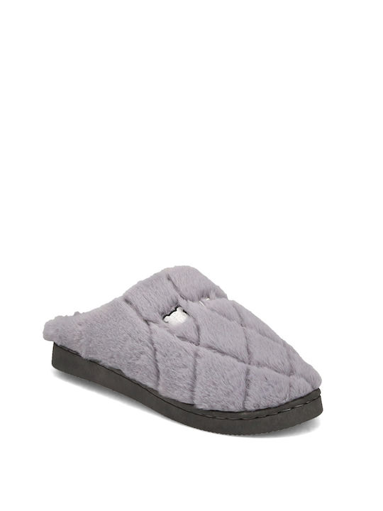 Migato Winter Women's Slippers with fur in Gray color