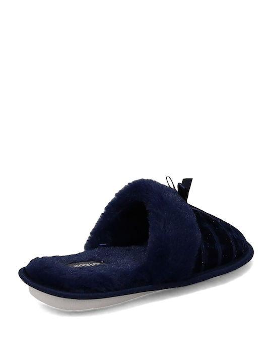 Women's Slipper with Fur In Navy Blue Colour AL471-L05