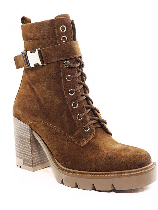 Commanchero Original Women's Suede Combat Boots Tabac Brown