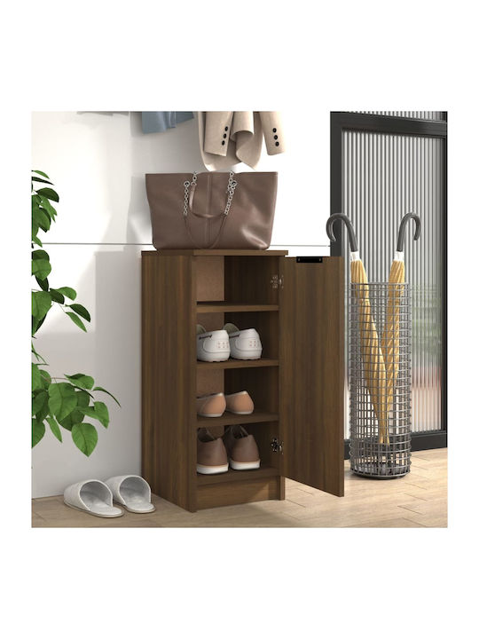 Wooden Shoe Organizer with 4 Shelves Coffee 30x35x70cm