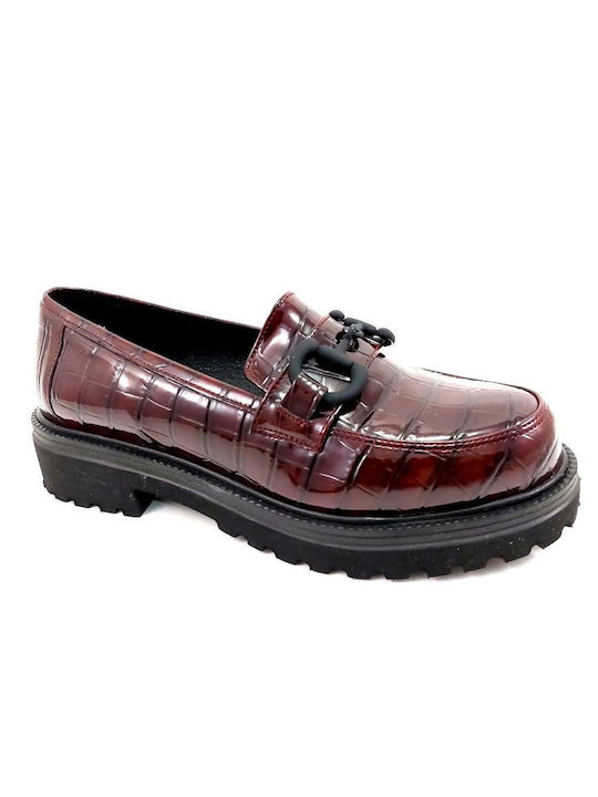 WOMEN'S MOCASINE Bordeaux Croco - Bordeaux