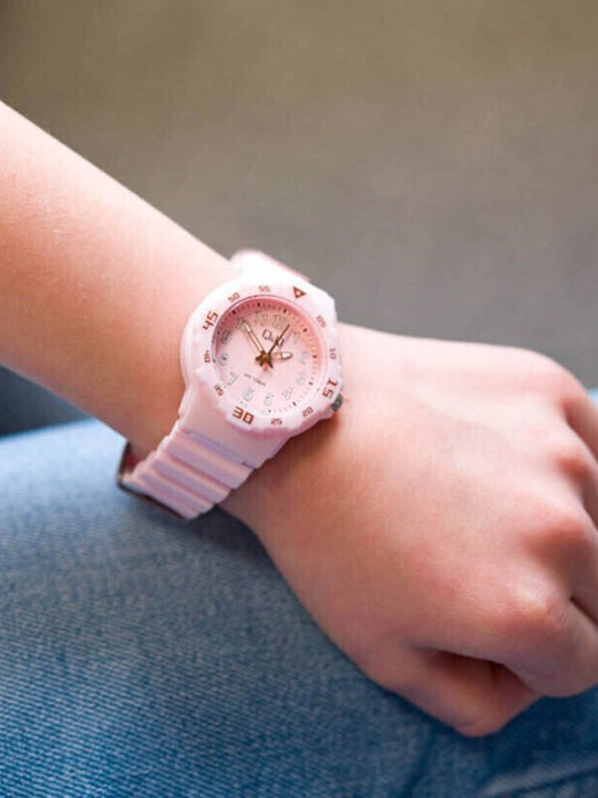 Q&Q Kids Analog Watch with Rubber/Plastic Strap Pink