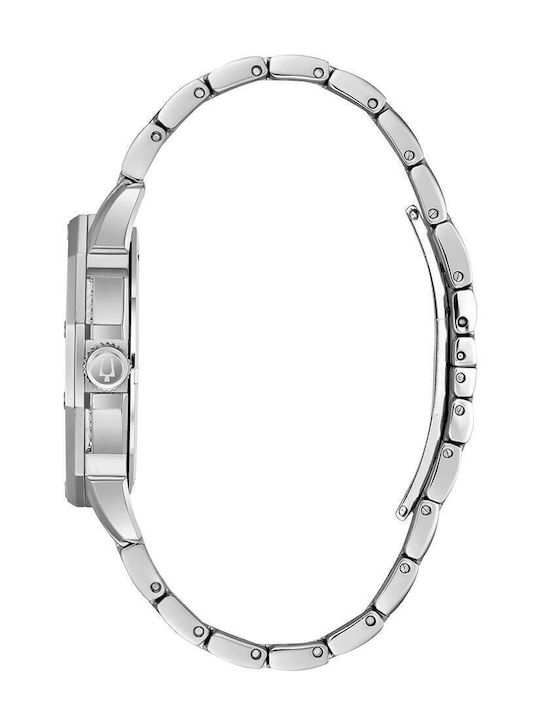 Bulova Crystal Γυναικείο Ρολόι 42mm Μπαταρίας με Ασημί Μεταλλικό Μπρασελέ