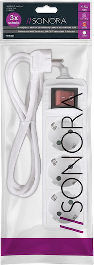 Sonora PSW301 Power Strip 3 Positions with Switch and Cable 1.5m