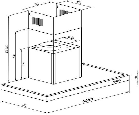 Gruppe Ostria 90 Kamin-Dunstabzug 90cm Inox