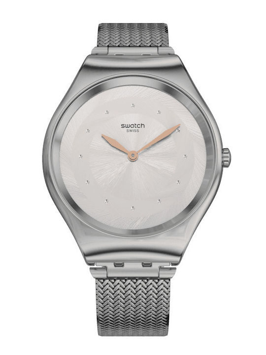 Swatch Skinsand Γυναικείο Ρολόι 38mm Μπαταρίας με Ασημί Μεταλλικό Μπρασελέ