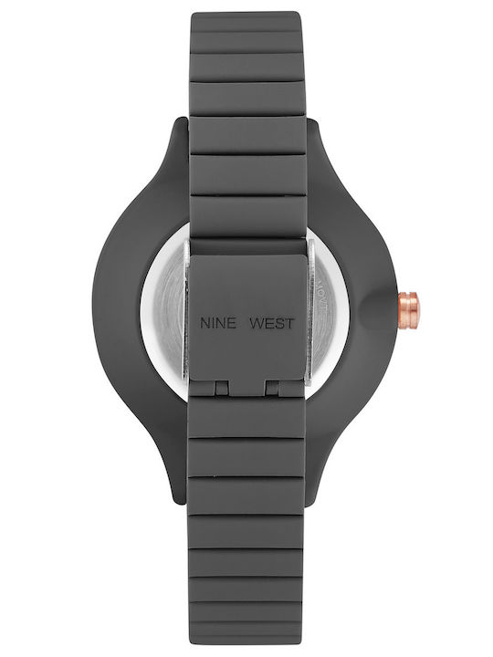 Nine West Damen Uhr mit Gray Kautschukarmband