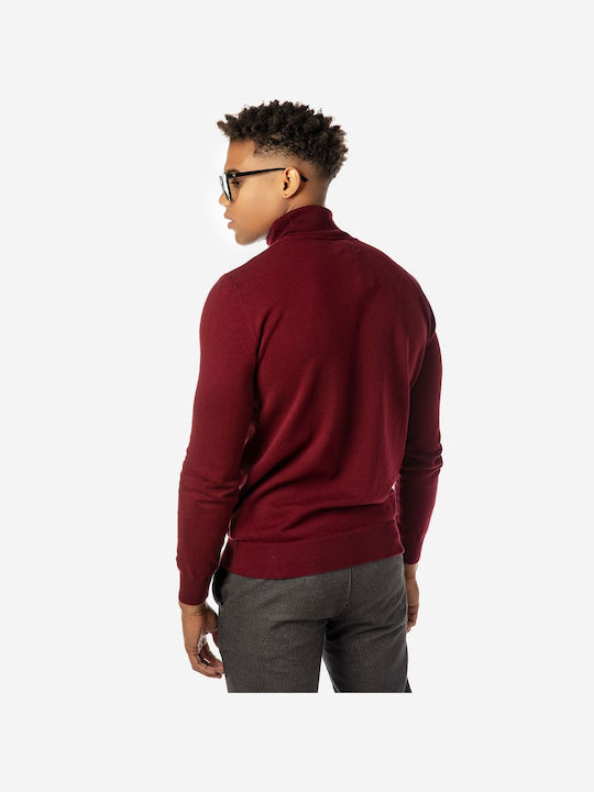 Camaro Men's Long Sleeve Sweater Turtleneck Burgundy