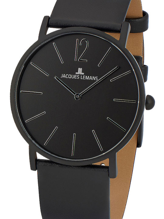 Jacques Lemans York Damen Uhr mit Schwarz Lederarmband