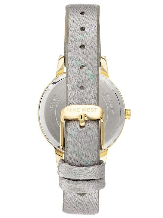 Nine West Γυναικείο Ρολόι 34mm Μπαταρίας με Ασημί Δερμάτινο Λουράκι