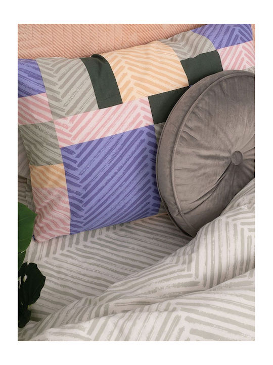 Palamaiki Duvet Cover Set Cotton Queen with 2 Pillowcases 240x250 Fashion Life FL6163 Purple