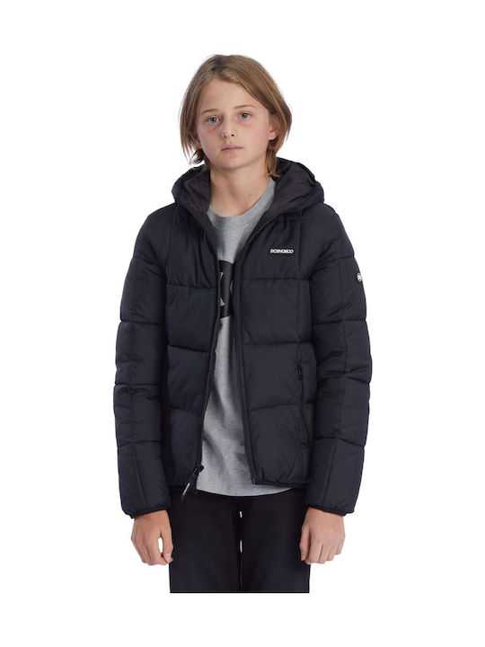 Kids' Quilted Jacket Short with Hood Black Square Up