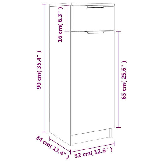 vidaXL Ντουλάπι Μπάνιου 32x34x90cm Sonoma