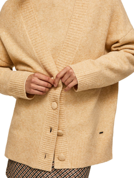 Brenda Women's Knitted Cardigan with Buttons Camel