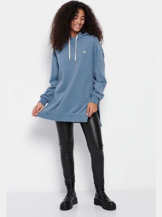 Women's Long Hooded Sweatshirt Blue