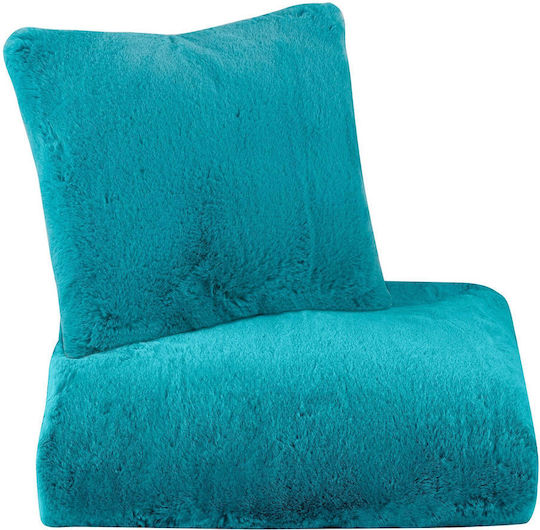 Madi Decorativer Kissenbezug Pelage aus Pelzige Petrol Blau 45x45cm