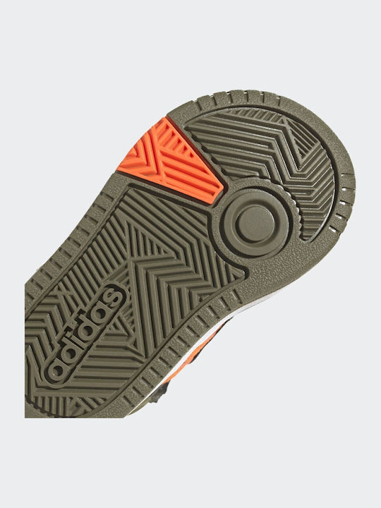 Hoops Mid Lifestyle Kids Sports Shoes Basketball with Hoop & Loop Closure Shadow Olive / Impact Orange / Focus Olive