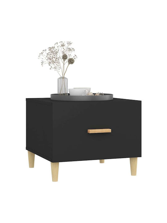 Square Side Table Wooden with Drawers Black M50xL50xH40cm