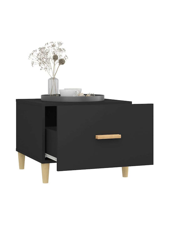 Square Side Table Wooden with Drawers Black M50xL50xH40cm