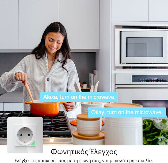 MOES Μονή Χωνευτή Πρίζα Ρεύματος Wi-Fi Λευκή