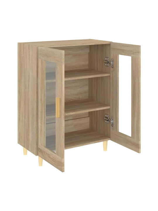 Wall Living Room Display Cabinet made of Particleboard with Glass Beige 69.5x34x90cm