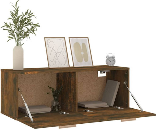 Wall-Mounted Living Room Cabinet made of Particle Board in Smoky Oak Colour 100x36.5x35cm