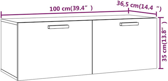 Wall-Mounted Living Room Cabinet made of Particle Board in Smoky Oak Colour 100x36.5x35cm