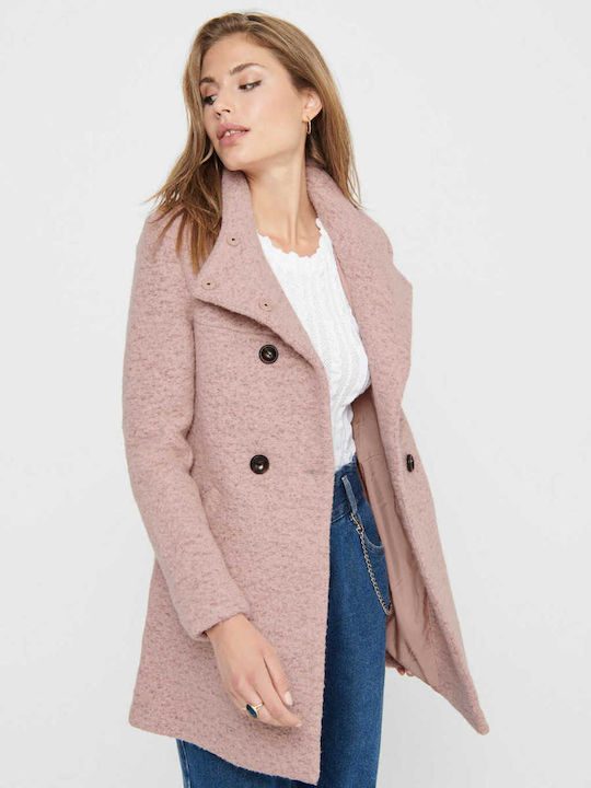 Damen Rosa Kurzmantel mit Knöpfen